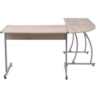 Bureau table meuble travail informatique coin en forme de l chêne