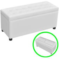 Banquette pouf tabouret meuble pouf de rangement cuir synthétique blanc