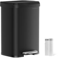 Poubelle de cuisine 50 litres poubelle à pédale en métal avec couvercle grande et haute noir