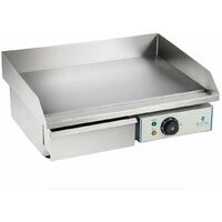 Helloshop26 – Plancha électrique 55cm 3000W – Acier inox – Surface de cuisson plate – Réservoir amovible pour matières grasses