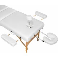 Table de massage Pliante 3 Zones, Tabouret, Rouleau + Housse blanc - Blanc