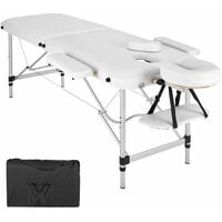 Table de massage Pliante 2 Zones Aluminium Portable + Housse blanc - Blanc