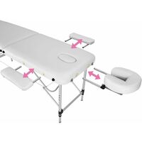 Table de massage Pliante 2 Zones Aluminium Portable + Housse blanc - Blanc
