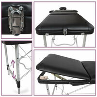 Table de massage pliable rembourrage épais pliante 3 zones aluminium portable housse noir - Noir