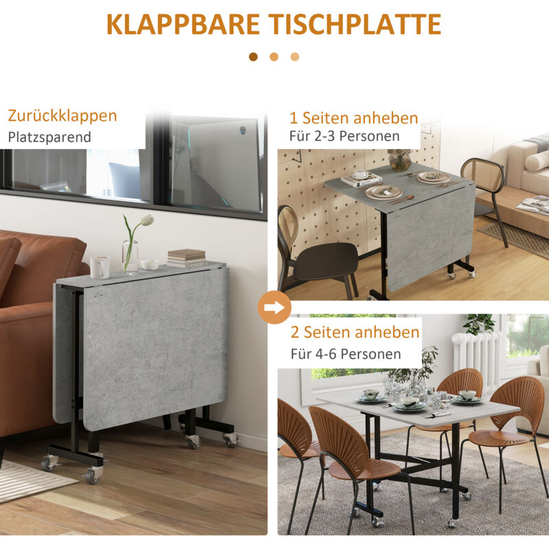 HOMCOM Klappbar Esstisch Mobiler Küchentisch Für 2-4 Personen Mit Offen