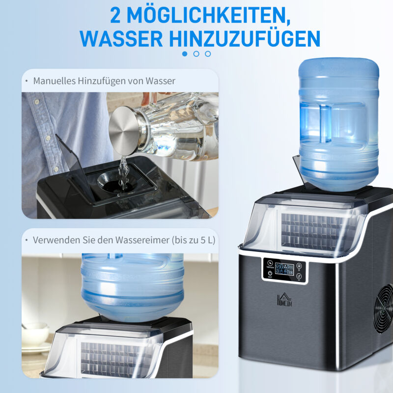HOMCOM Eiswürfelmaschine – Macht 9 Eiswürfel In 8 Min, 12 Kg/Tag, Selbstreinigend & Tragbar