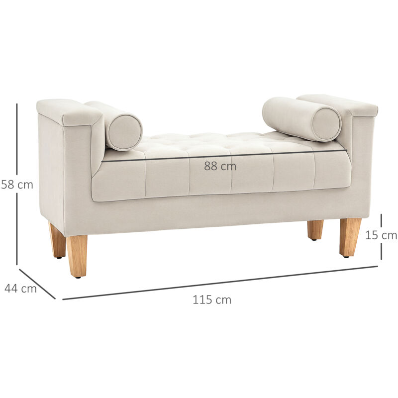 HOMCOM Zitbank, gestoffeerde bank met opbergruimte, fluwelen look, bedbank met stalen poten, schoenenbank, opbergbank voor woonkamer, slaapkamer, grijs, 79,5 x 37,5 x 43 cm