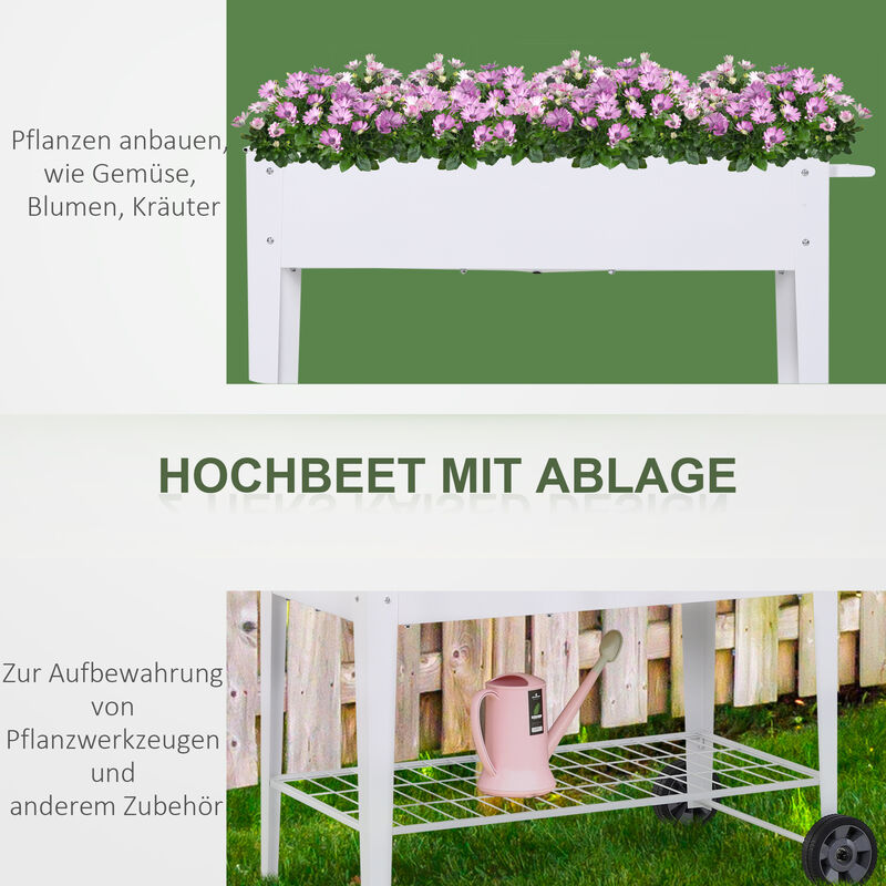Outsunny Hochbeet Mit Gewächshaus-Abdeckung – 80x40x120 Cm, Mit Rollen – Für Gemüse, Kräuter & Blumen