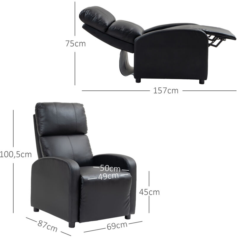HOMCOM Relaxsessel Ruhesessel Fernsehsessel Sessel mit Liegefunktion Kunstleder HOMCOM Relaxsessel Ruhesessel Fernsehsessel Sessel mit Liegefunktion Kunstleder