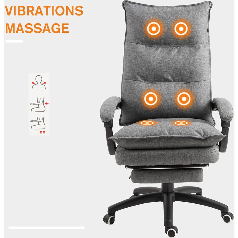 Vinsetto Massagesessel Chefsessel mit Massagefunktion höhenverstellbarer  Drehstuhl ergonomischer Gamingstuhl Bürostuhl massage Grau 67 x 74 x  116–126 cm