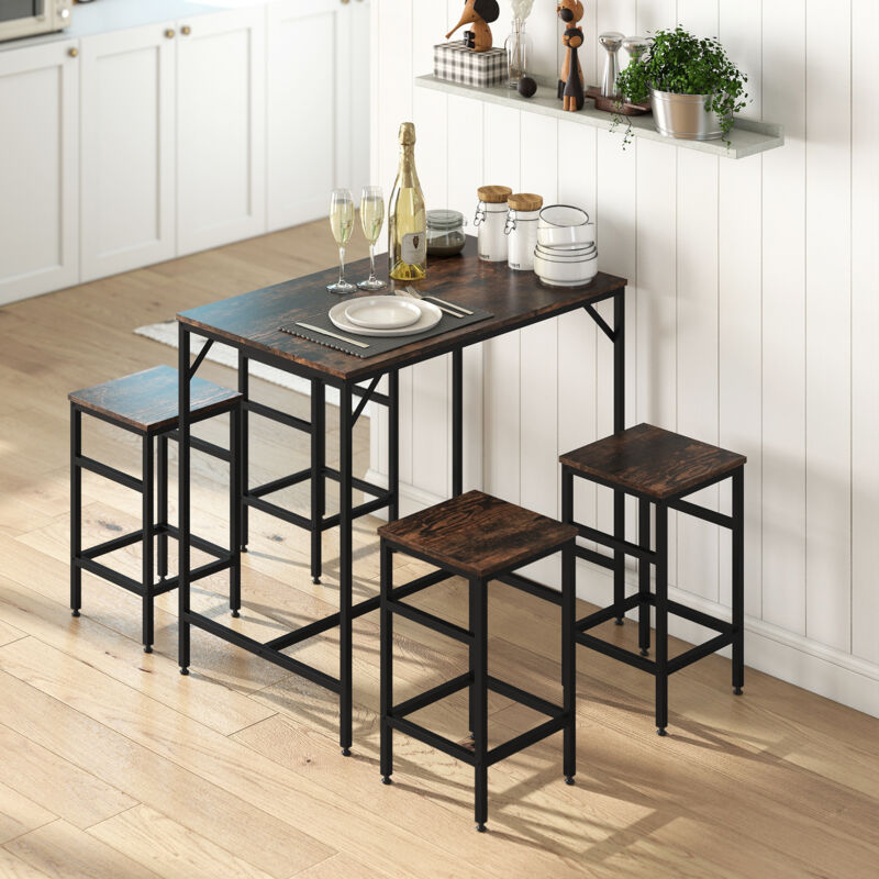 HOMCOM Bargruppe Bartisch Set Bartisch Mit Barhocker-Set, (Esstisch, 3