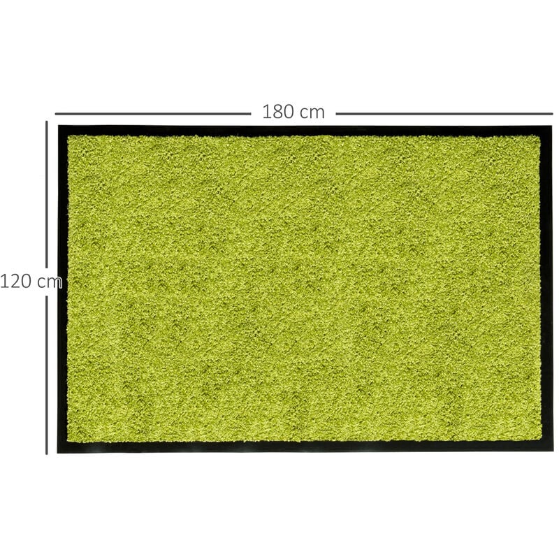 Homcom Fußmatte waschbar Gummiumrandung Grün 180 x 120 x 0,5 cm