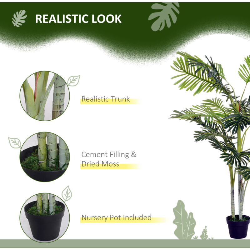 Zimmer Pflanzen Palmen Künstliche Palme 150 Cm Hoch – Kunstbaum Mit 19 Palmenwedeln, Grün, Für Wohnzimmer & Deko Kuenstliche Palme