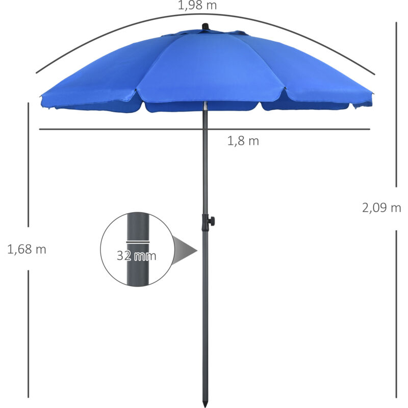 4smile Strandschirm 180cm | UPF 50+ Sonnenschutz | Mit Tragehülle | Windfest & Höhenverstellbar