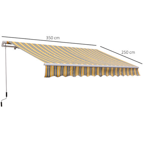 Sonnenschutz Outsunny Markise mit Handkurbel Balkon Gelenkarmmarkise Wandmontage Alu Berge 3 x 2,5 m 