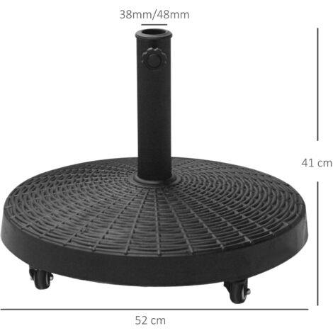 Sonnenschirmständer 22 kg Schirmständer aus Kunstharz in Rattanoptik 52 x 36 cm Schwarz