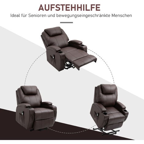 HOMCOM Sessel Mit Aufstehhilfe, Neigbarer Relaxsessel, Aufstehsessel ...