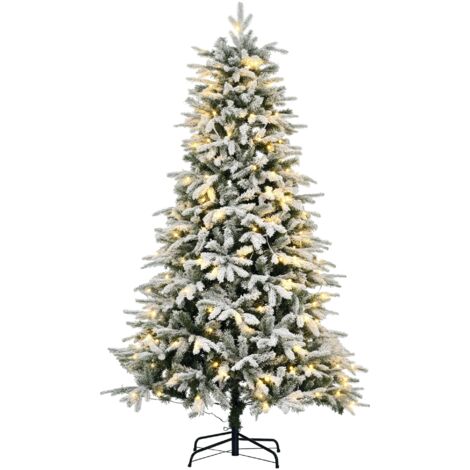 HOMCOM Knstlicher Weihnachtsbaum mit Leuchte, 180 cm Kunsttanne mit  Kunstschnee, Standfu, Kunst Tannenbaum mit 888 Astspitzen fr  Weihnachtsfest, Indoor