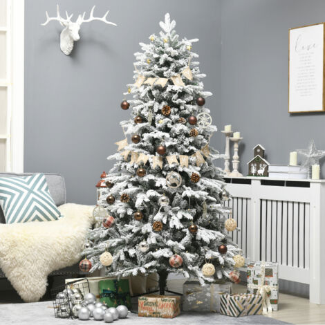HOMCOM Knstlicher Weihnachtsbaum mit Leuchte, 180 cm Kunsttanne mit  Kunstschnee, Standfu, Kunst Tannenbaum mit 888 Astspitzen fr  Weihnachtsfest, Indoor