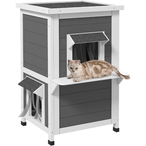 QLS Isoliertes Katzenhaus Aus Styropor - Wetterfester Unterschlupf 60x40cm Für Freigänger