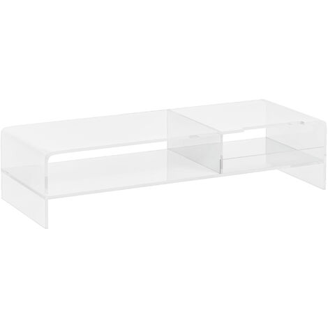 HOMCOM Monitorständer Bildschirmerhöhung mit Staufach, Monitorerhöhung für Monitore bis 24 Zoll, Schreibtischaufsatz für Computer, PC, Laptop bis 5kg, Acryl, 50,8 x 19 x 12 cm (1/5)