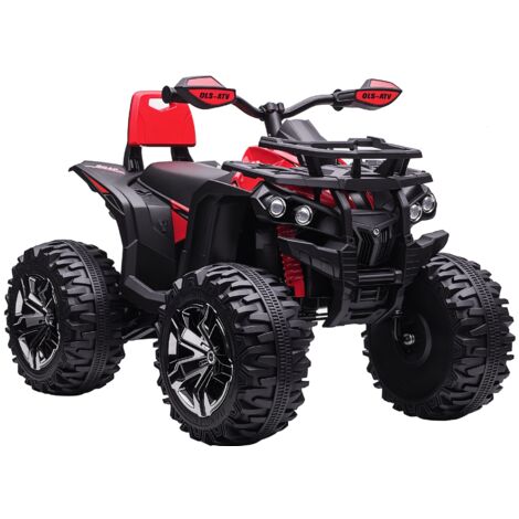 HOMCOM Elektro Quad für Kinder, 12V 10Ah Kinder Quad mit Vorwärts-, Rückwärtsfunktion, 2 Motor, USB-Anschluss, MP3-Musikplayer, Kinderfahrzeug mit Scheinwerfer 3-8 km/h, für 3-5 Jahre, Rot
