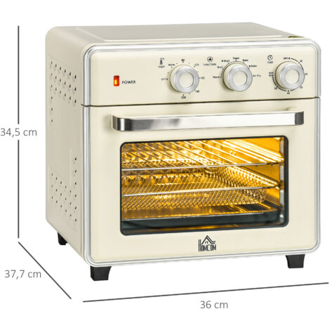 HOMCOM Mini Backofen Mit Umluft 30 Liter – 1600W, Bis 230°C, Inkl. Zubehör | Ideal Für Pizza, Aufbacken & Frittieren