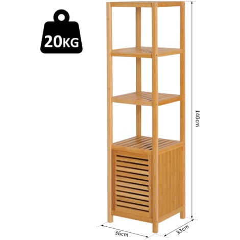 HOMCOM Badezimmerschrank 60x30x80cm - Weiß Mit Verstellbaren Regalen