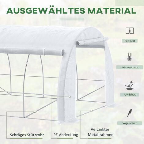 Outsunny Foliengewächshaus Polytunnel 4 x 3 x 2 m begehbares