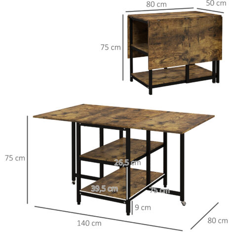 HOMCOM Esstisch Ausziehbar – Küchentisch Für 4-6 Personen, 110-160 Cm, Mit Holzoptik & Stahlbeinen, Braun