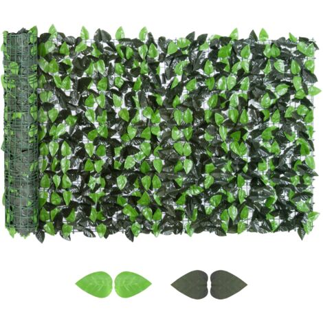 Outsunny Künstlicher Hecken Sichtschutz, UV Geschützt Sichtschutz, Grün Balkon Sichtschutz, Zaun Sichtschutzgitter mit Blättern, Hecken Zaun, WandKünstliche 300 x 100 cm für Garten Hochzeit