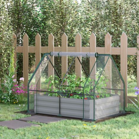 RELAX4LIFE 3-in-1 Hochbeet Mit Gewächshaus – 115 X 60 X 150 Cm, Metallrahmen, Grau