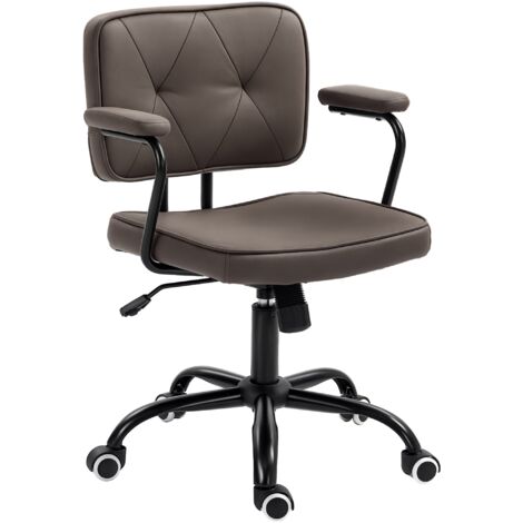 Vinsetto Bürostuhl mit Rollen Drehstuhl Schreibtischstuhl für Büro höhenverstellbar mit Wippfunktion 360°-Drehung neigbar Schaumstoff Kaffee 61 x 58 x 82-91 cm