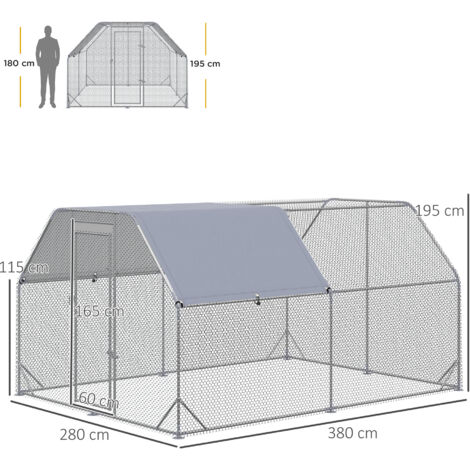 Produktbild von PawHut Hühnerstall Freilaufgehege – 280 X 380 X 195 Cm, Wasserabweisendes Dach, Für 10–12 Hühner