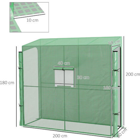 Outsunny Foliengewächshaus 2x1x2,15m Mit Netzfenster - Tomatenhaus Mit 4 Regalen