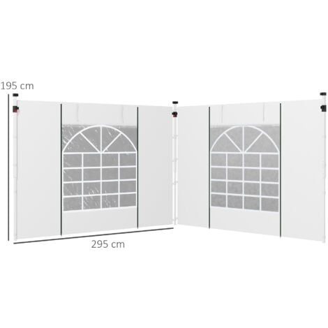 Outsunny 2erSet Seitenteile für Pavillon 3x3/3x6 m, Seitenwand mit