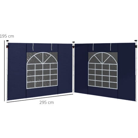 Outsunny 2erSet Seitenteile für Pavillon 3x3/3x6 m, Seitenwand mit