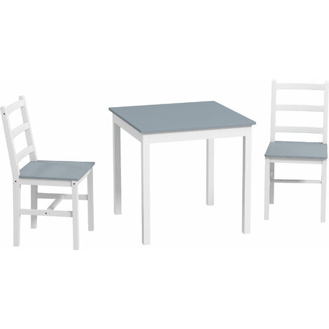 HOMCOM Essgruppe Esstisch mit 2 Stühlen Platzsparend Esszimmergruppe Sitzgruppe Küchentisch-set für Esszimmer, Küche Grau+Weiß (1/5)