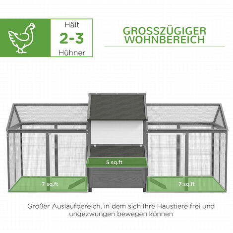 Großer Hühnerauslauf Aus Holz Von PawHut – Kombinierbarer Hühnerstall Mit Laufstall, Grau, Für 1-3 Hühner