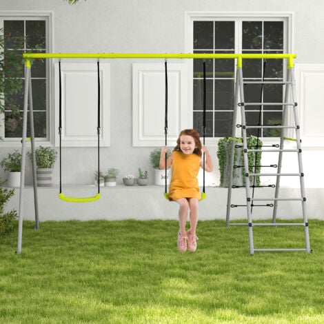 Outsunny KinderschaukelSet Schaukelgerüst aus Metall, Schaukelgestell