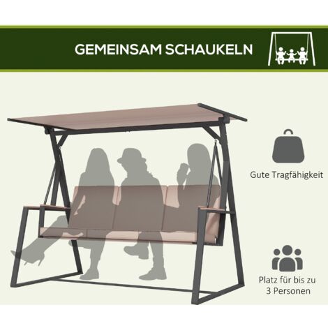 Outsunny Hollywoodschaukel 3Sitzer Schaukelbank mit Kissen