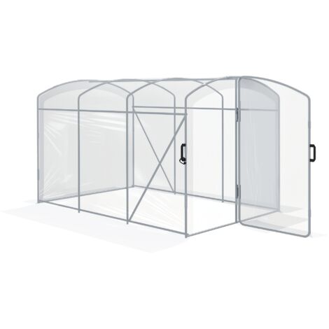 Outsunny Foliengewächshaus, 3 x 2 x 1,95 m Tunnel-Gewächshaus, Winddichtes Tomatenhaus, Treibhaus mit 1 Tür, für Garten, Balkon, PE, Transparent