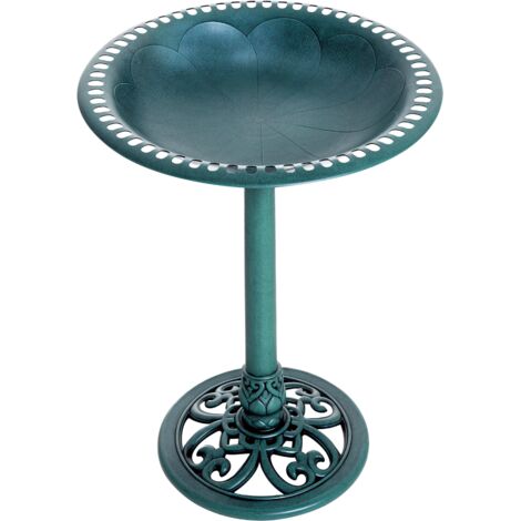 Outsunny Klassische Vogeltränke Stehend, Vogelbad aus Kunststoff, mit Ständer, Vogelfutterspender für Wildvögel, Wildvogeltränke für Garten, Balkon, Vogelbecken Höhe 69,5 cm, Grün