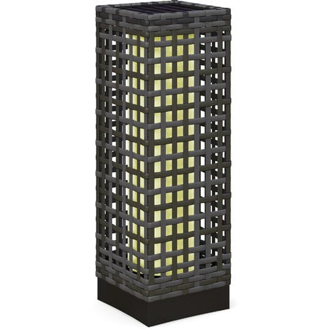 Outsunny Solarlampen Rattan mit Lichtsensor, Aufladbar LED Solarleuchte IP44 Wasserdichte, Outdoor Lampe Solarlaterne Außenleuchte für Garten Balkon Hof, 15,5 x 15,5 x 46 cm, Grau