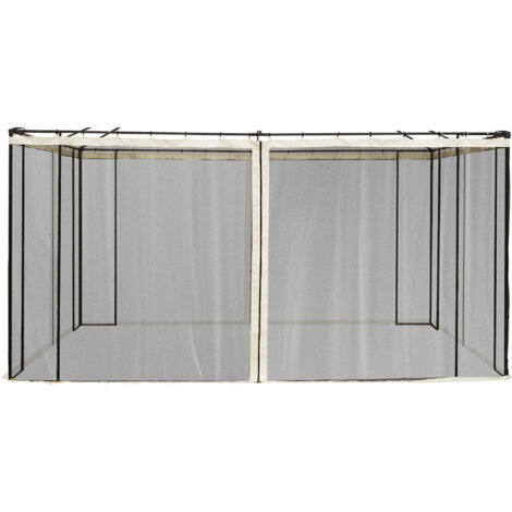 Outsunny Moskitonetz für 3x4 m Pavillon 4 Seitenteile Fliegennetz mit Haken Reißverschluss Mückennetz Insektenschutz Fliegengitter Nylon-Mesh Schwarz