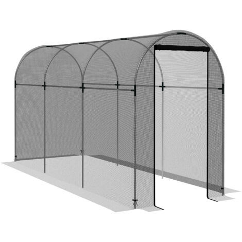 Outsunny Insektenschutznetz 1,2 x 3,6 m Gartennetz mit Tür, Pflanzenschutzzelt, Schädlingsschutznetz mit Stahlrahmen, für Garten, Balkon, HDPE, Schwarz