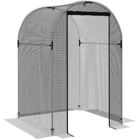 Outsunny Insektenschutznetz 1,2 x 1,2 m Gartennetz mit Tür, Pflanzenschutzzelt, Schädlingsschutznetz mit Stahlrahmen, für Garten, Balkon, HDPE, Schwarz