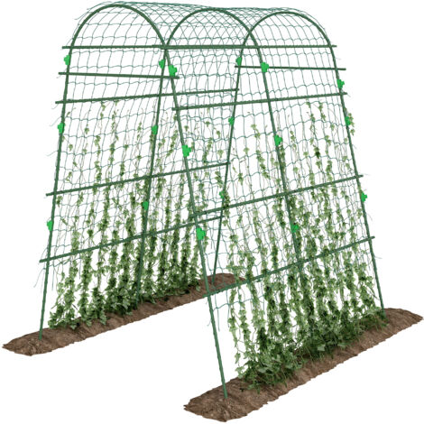 Outsunny Rankgitter aus Metall rostfrei Rankhilfe für Kletterpflanzen Gurken Spalier 144 x 167 x 206 cm Garten Spalier Pflanzenspalier für Tomaten, Gemüse Blumen Kletterpflanzen Schwarz