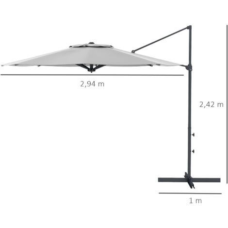 Outsunny Ampelschirm Achteckig, 3 M Durchmesser – Neigbar, Klappbar, Mit Kreuzfuß, Für Garten & Terrasse