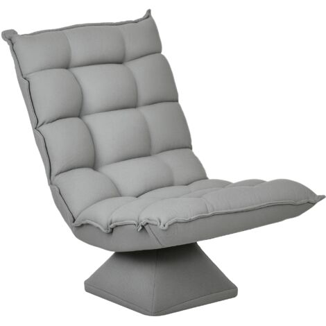 HOMCOM Bodenstuhl 360° drehbar Bodensessel mit Verstellbarer Rückenlehne gepolstert Relaxsessel zum Fernsehen, Lesen Meditationsstuhl Lazy Sofa Lesesessel für Meditation Yoga Hellgrau (1/5)
